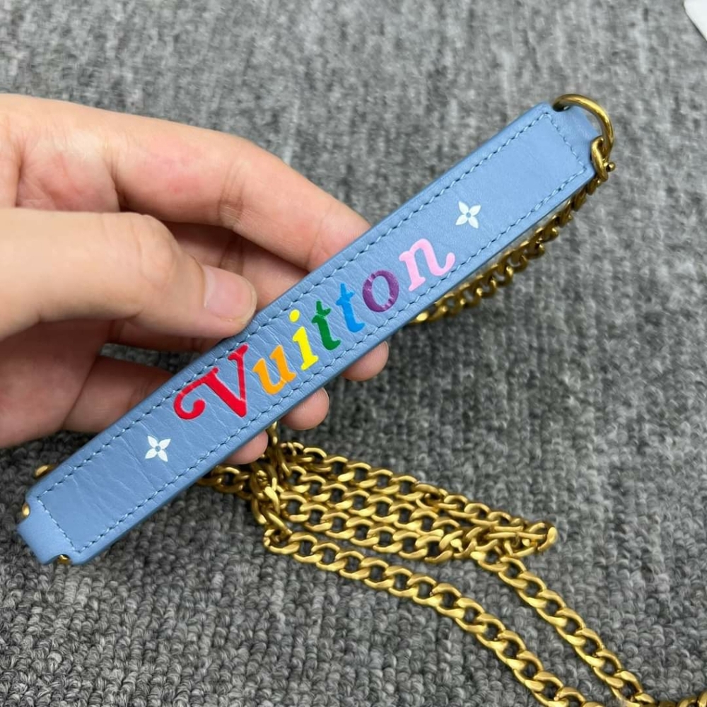 100%  Authentic Louis Vuitton New Wave Blue Monogram Denim Satchel - Picture 13 of 14